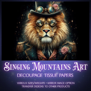 Papier Mousseline Découpage de Lion de Steampunk victorien Whimsical