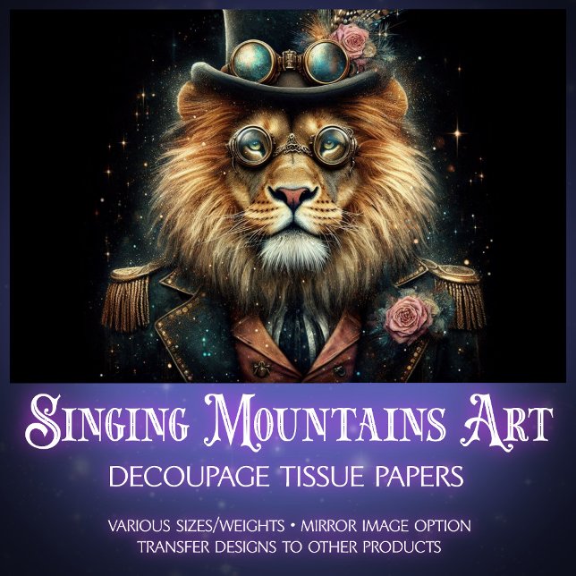 Papier Mousseline Découpage de Lion de Steampunk victorien Whimsical (Créateur téléchargé)