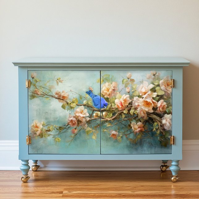 Papier Mousseline Découpage de l'oiseau et des fleurs d'Indigo Bunti (Créateur téléchargé)