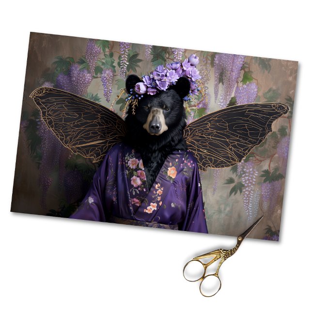 Papier Mousseline Découpage de l'ours Vintage noir Majestic (Créateur téléchargé)