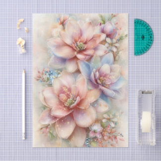 Papier Mousseline Découpage de magnolia à l'aquarelle pastel