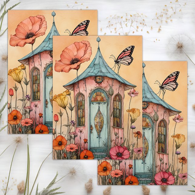 PAPIER MOUSSELINE DÉCOUPAGE DE MAISON WHIMSICAL GARDEN FAIRY (WHIMSICAL GARDEN FAIRY HOUSE DECOUPAGE TISSUE PAPER)