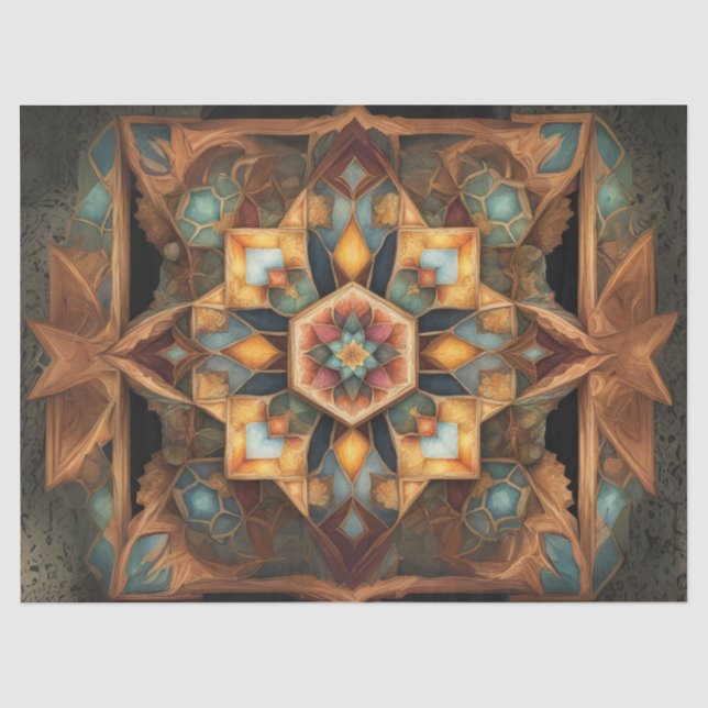 Papier Mousseline Decoupage de mandala de couleurs assourdies (Recto)