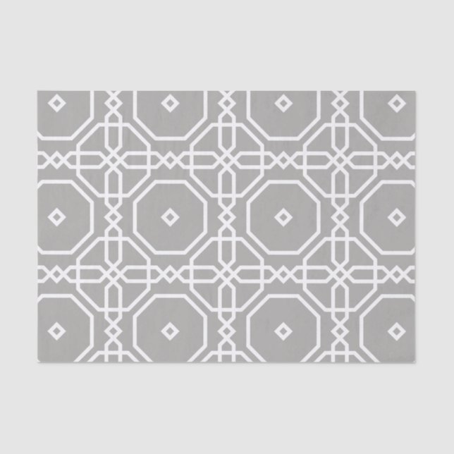 Papier Mousseline Découpage de Motif géométrique blanc gris (Recto)