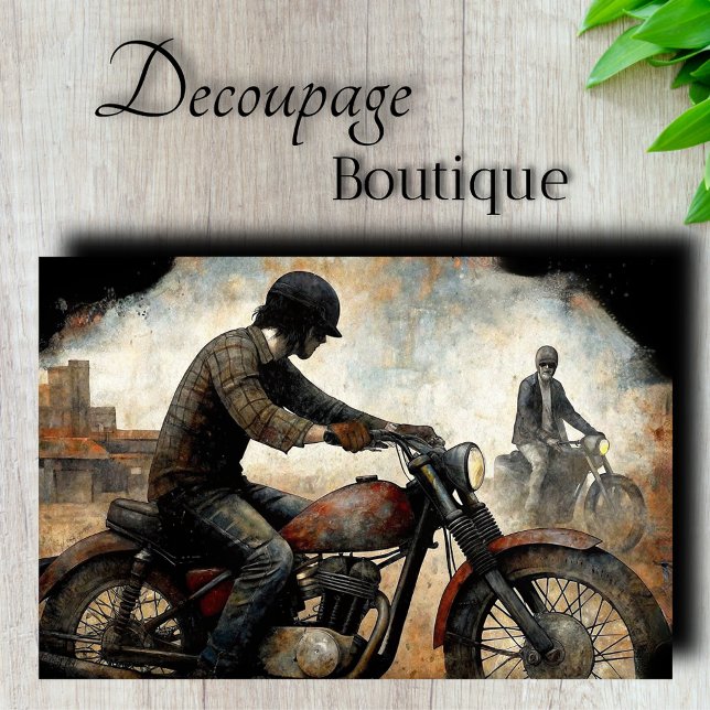 Papier Mousseline Découpage de moto vintage (Vintage Motorcycle Decoupage Tissue Paper)