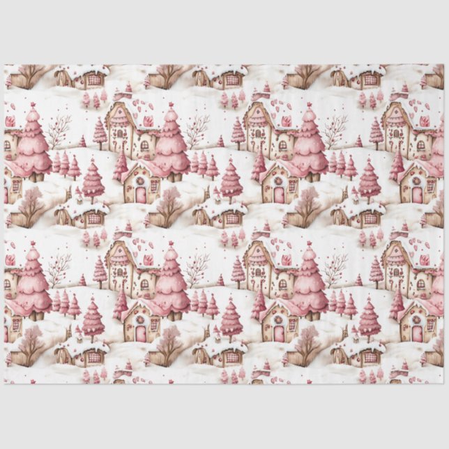 Papier Mousseline Découpage de Noël blanc rose mignon (Recto)