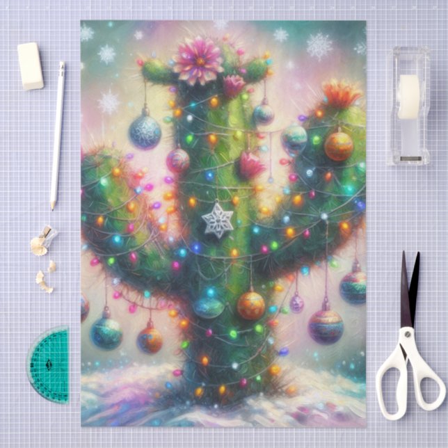 Papier Mousseline Découpage de Noël Saguaro Cactus (Artisanat)
