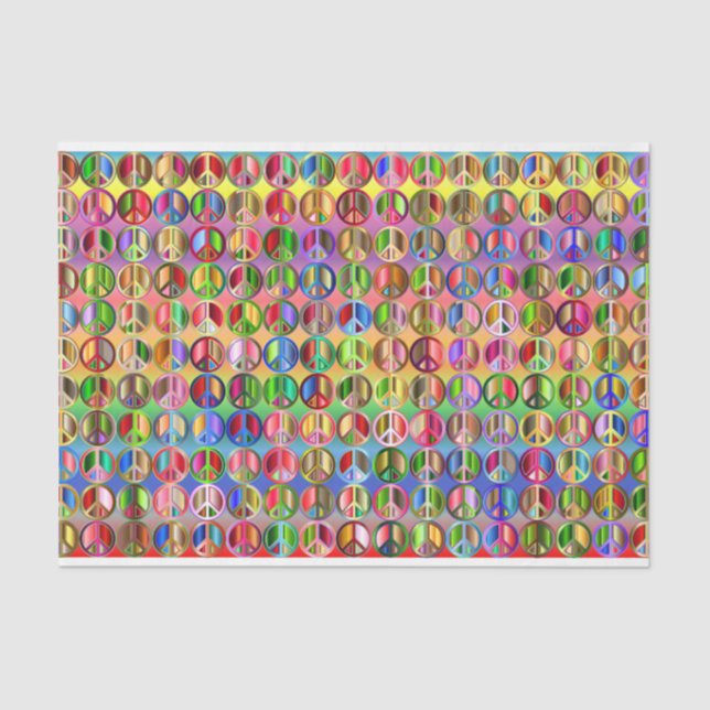Papier Mousseline Découpage de paix hippie colorée (Recto)