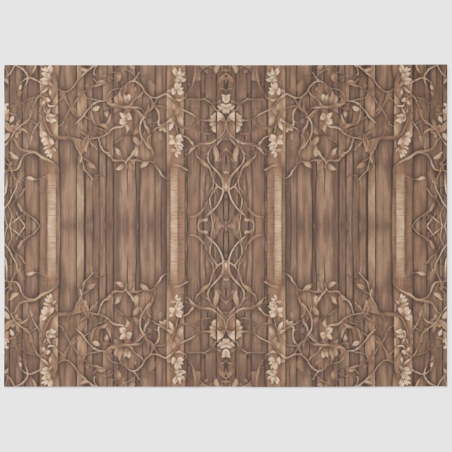 Papier Mousseline Découpage de panneau en bois rustique (Recto)