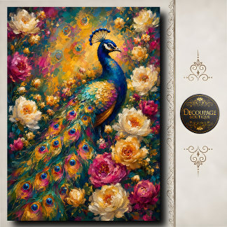 Papier Mousseline Découpage de paon floral doré