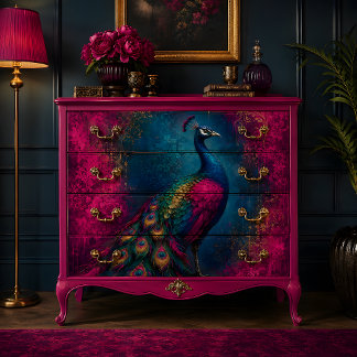 Papier Mousseline Découpage de paon magenta royal
