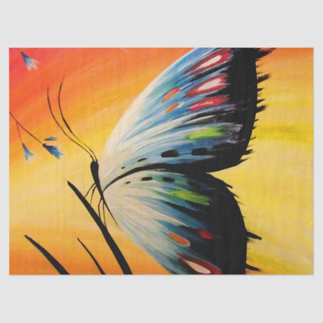 Papier Mousseline Découpage de papillon aquarelle artistique (Recto)