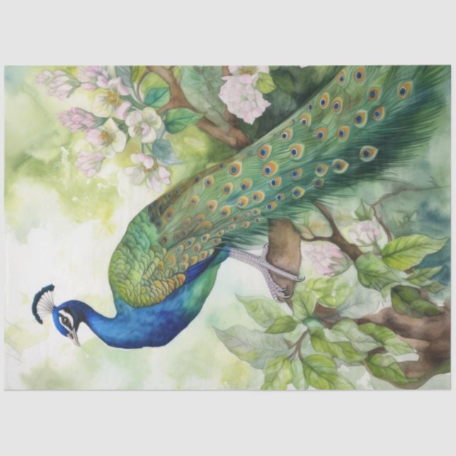 Papier Mousseline Découpage de Peacocks de Boho vintage (Recto)