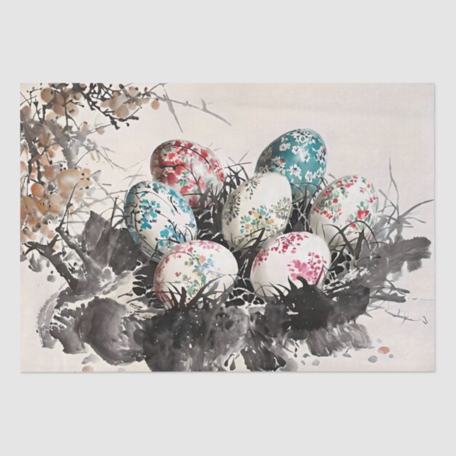 Papier Mousseline Découpage de peinture à l'encre d'oeuf (Recto)