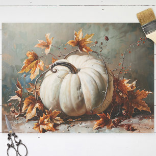 Papier Mousseline Découpage de peinture Citrouille blanc vintage