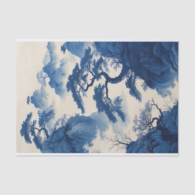 Papier Mousseline Découpage de peinture d'encre de bonsaï japonais (Recto)