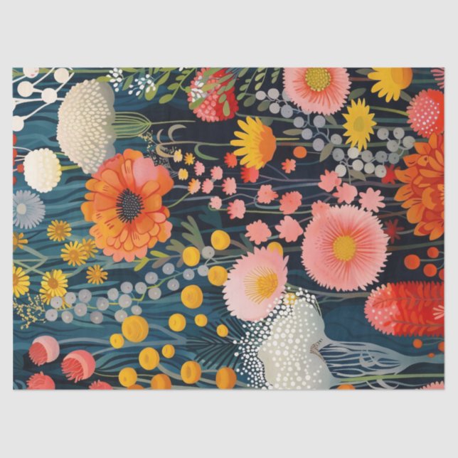 Papier Mousseline Découpage de peinture Fleur sauvage en fleurs dyna (Recto)