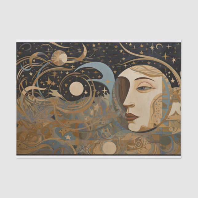 Papier Mousseline Découpage de peinture géométrique Abstraite célest (Recto)