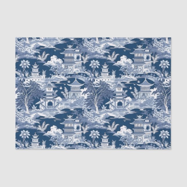 Papier Mousseline Découpage de peinture paysage de la Chinoiserie (Recto)