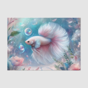 Papier Mousseline Découpage de poisson blanc rose pâle