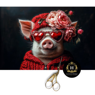 Papier Mousseline Découpage de porc de la Saint-Valentin