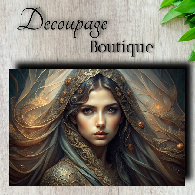 Papier Mousseline Découpage de portrait Ethereal Maiden (Ethereal Maiden Portrait Decoupage Tissue Paper)