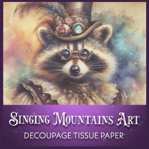 Papier Mousseline Découpage de Raton Laveur Steampunk à l'aquarelle 