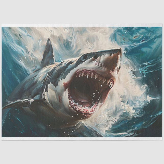 Papier Mousseline Découpage de requin féroce (Recto)