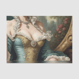 Papier Mousseline Découpage de rococo français bleu et or