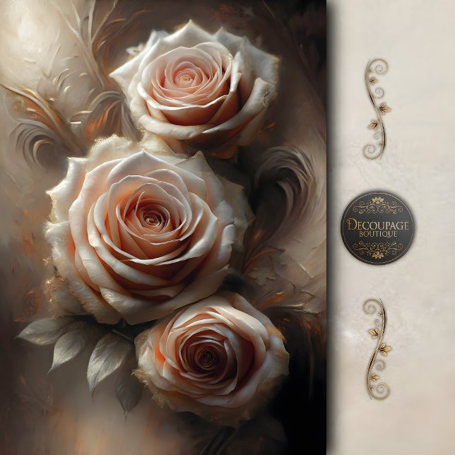 Papier Mousseline Découpage de rose élégante blush (Elegant Blush Rose Decoupage Tissue Paper)