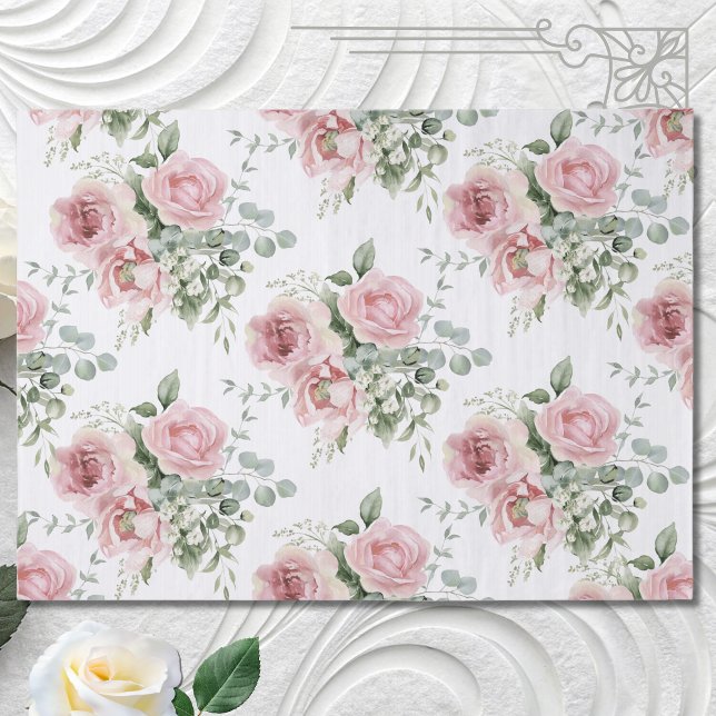 Papier Mousseline Découpage de rose rose blush aquarelle  (Créateur téléchargé)