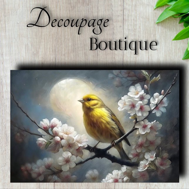 Papier Mousseline Découpage de Rossignol au Clair de Lune (Moonlit Songbird Decoupage Tissue Paper)