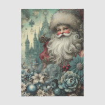 Découpage de Santa floral vintage festif inspiré 
