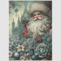 Découpage de Santa floral vintage festif inspiré 