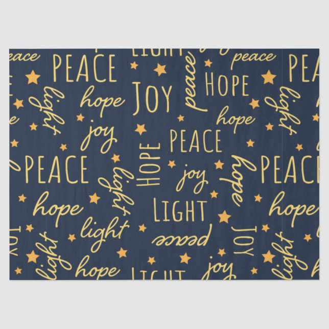 Papier Mousseline Découpage de script de Noël moderne Navy & Or (Recto)