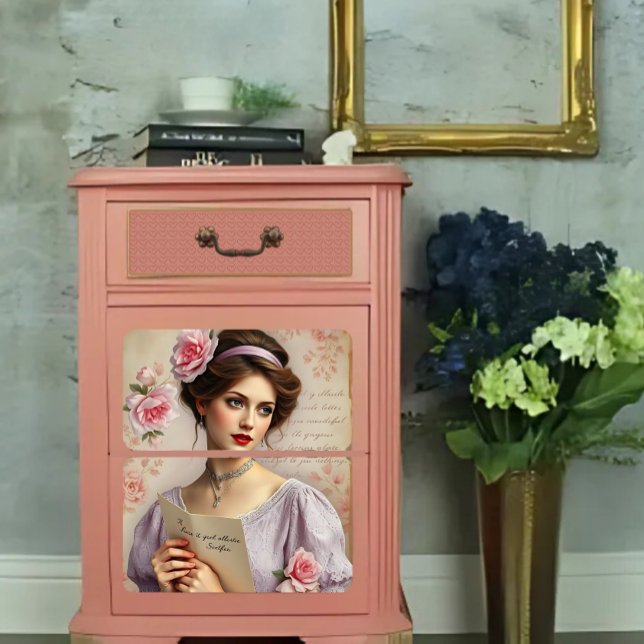 Papier Mousseline Découpage de script floral Lilac Lady Victorian (Créateur téléchargé)