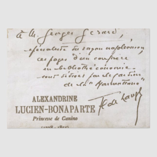 Papier Mousseline Découpage de script français Note manuscrite Bonap (Recto)