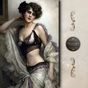 Papier Mousseline Découpage de showgirl vintage lavande et perle