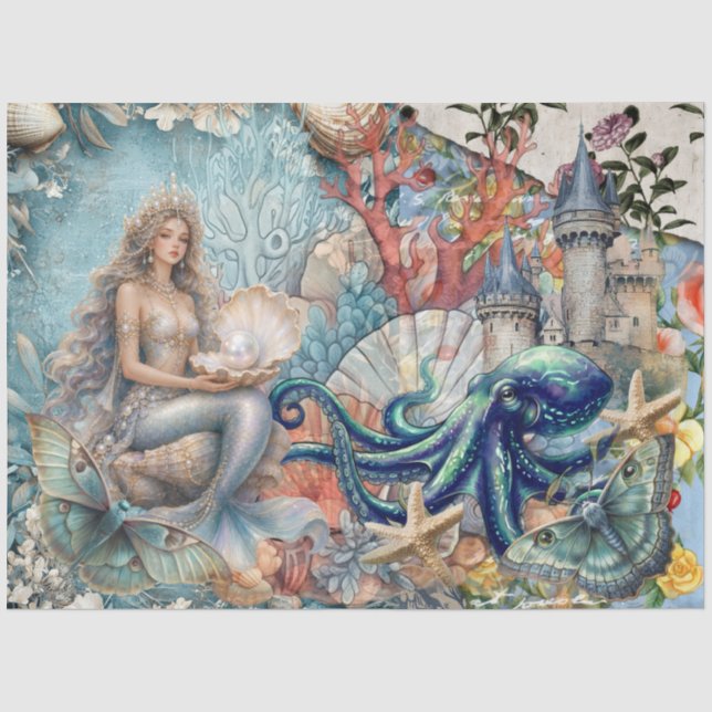 Papier Mousseline Découpage de sirène de fantaisie multimédia (Recto)