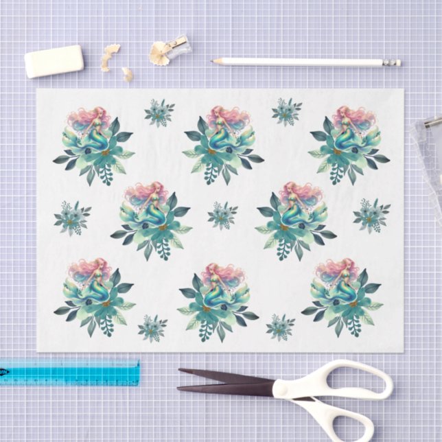 Papier Mousseline Découpage De Sirène Florale Pour Les Coques (Artisanat)