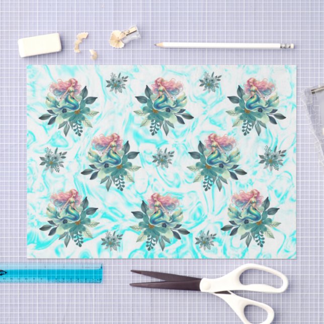 Papier Mousseline Découpage De Sirène Florale Pour Les Coques (Artisanat)
