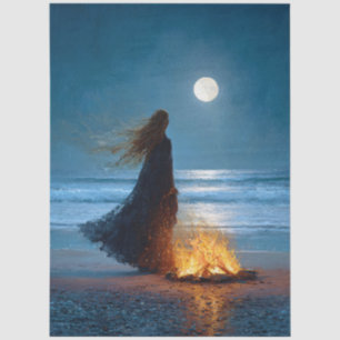 Papier Mousseline Découpage de sorcière de plage sur la lune