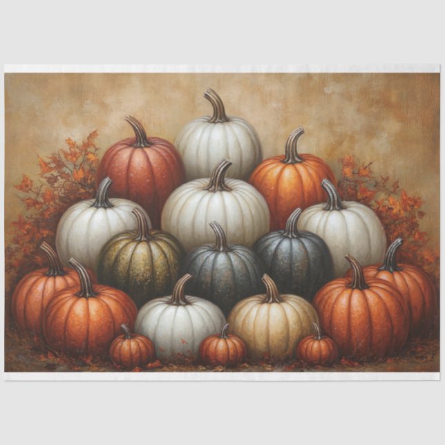 Papier Mousseline Découpage de tas de citrouilles (Recto)