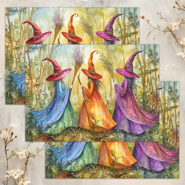 PAPIER MOUSSELINE DÉCOUPAGE DE TÉMOINS HALLOWEEN WHIMSICAL (WHIMSICAL HALLOWEEN WITCHES DECOUPAGE TISSUE PAPER)