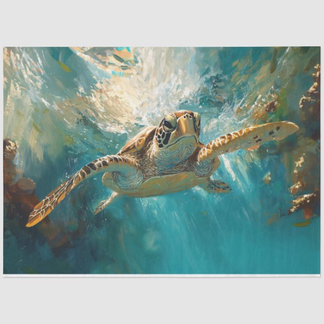 Papier Mousseline Découpage de Tortue de Mer Magnifique (Recto)