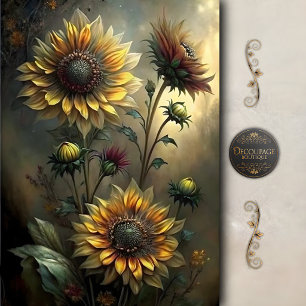 Papier Mousseline Découpage de tournesol doré lunatique