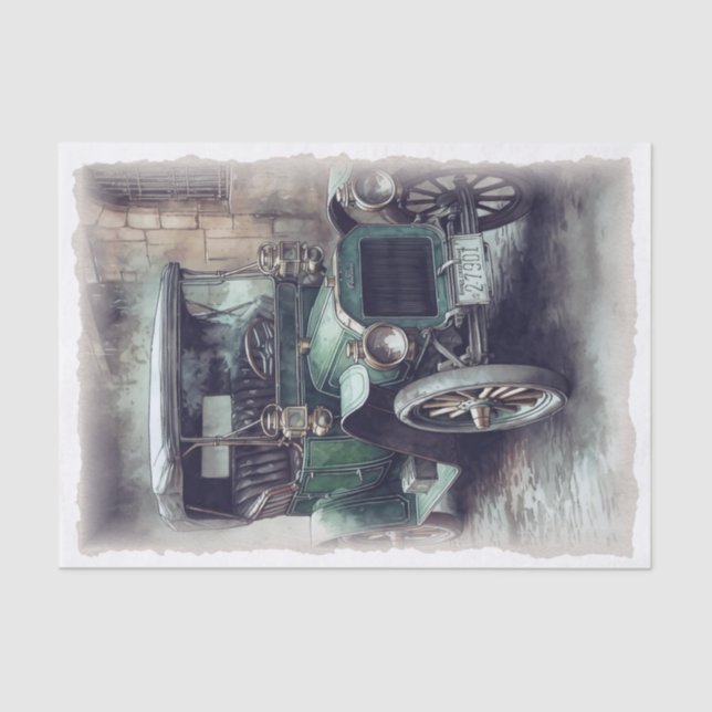 Papier Mousseline Découpage de voiture Vintage (Recto)