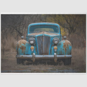 Papier Mousseline Découpage de voiture Vintage bleu rustique