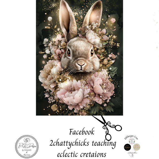 Papier Mousseline Découpage Delicate Rabbit de Pâques Design floral (Créateur téléchargé)