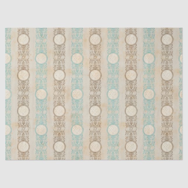 Papier Mousseline Découpage des bandes turquoises et Brown (Recto)